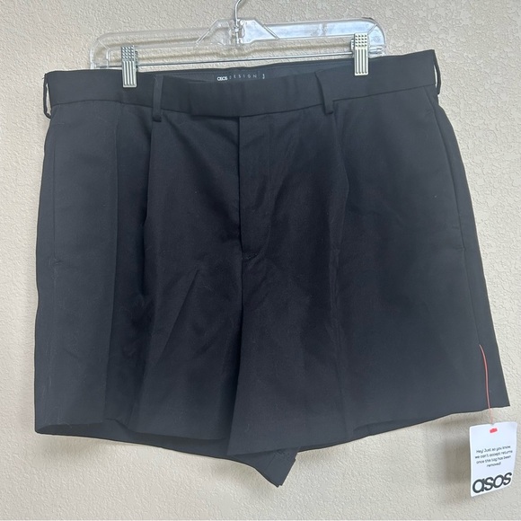 NWT ASOS Design Men’s Black Dress Shorts W36 Formal Chino Flat Front Smart - Picture 1 of 6